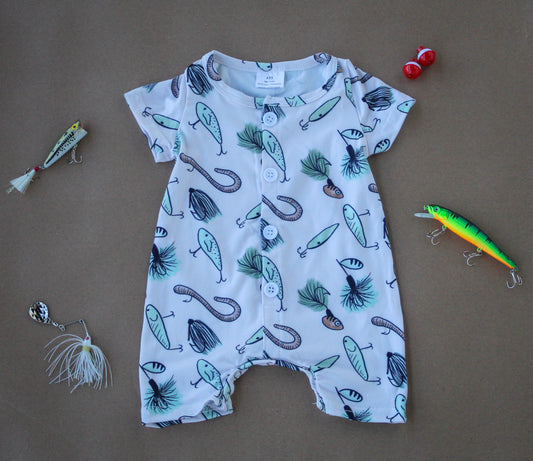 Boys Short Sleeve Fishing Romper